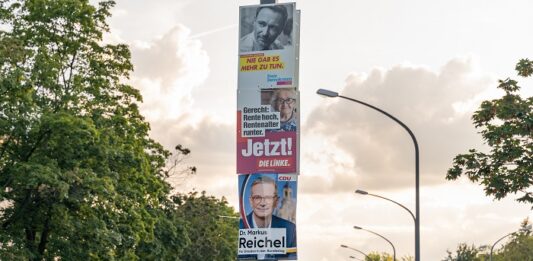 Bundestagswahl und Aktienkurse Werbeplakate