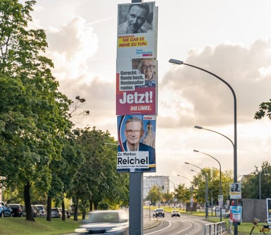 Bundestagswahl und Aktienkurse Werbeplakate
