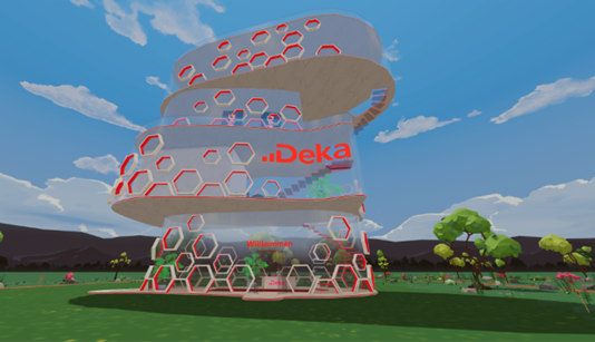 Dekaverse – die DekaBank ist im Metaverse Bild des Dekaturms im Dekaverse
