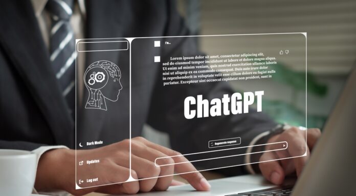 Diese Jobs profitieren von der KI Geschäftsmann sitzt am Laptop, ChatGPT ist eingeblendet