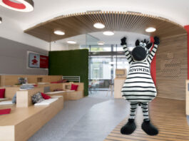 THW-Students-Night 2024: Tickets und Gewinnspiel THW Kiel Maskottchen Zebra Hein Paddel steht in der Studiale