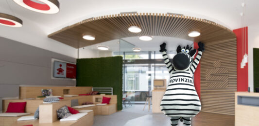 THW-Students-Night 2024: Tickets und Gewinnspiel THW Kiel Maskottchen Zebra Hein Paddel steht in der Studiale