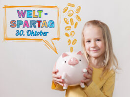 100 Jahre Weltspartag: Warum Sparen nie aus der Mode kommt Mädchen hält ein Sparschwein in den Händen