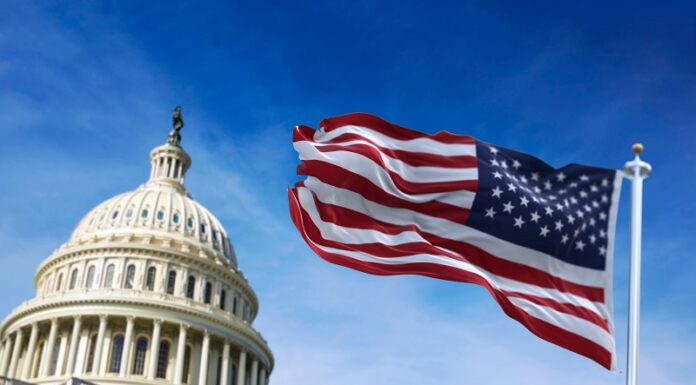 Trump oder Harris? – Die US-Wahl und ihre Folgen für die Welt US Capitol und US Nationalfahne